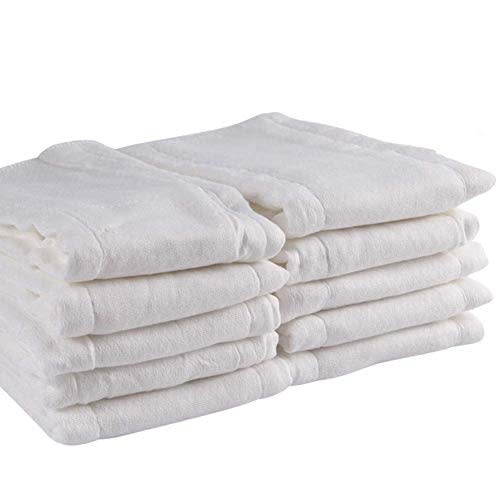 Prefold Cloth Diapers 100% Cotton, Fasoar 3Ply Washable Diapers for Babies to Toddlers Multi-Use (10-35 lbs) 10/12 Count… (10)