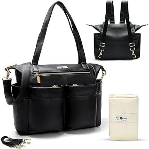 miss fong Diaper Bag Tote Baby Bag Leather Diaper Bag Backpack Large Diaper Tote Bag for girls & boys Diaper Bag Purse with 11 Diaper Bag Organizer,Changing Pad, Stroller Straps,4 Insulated Pockets