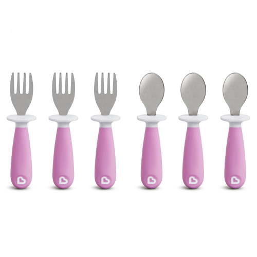 Munchkin® Raise™ Toddler Fork & Spoon Set, Purple, Unisex, 6 Pack
