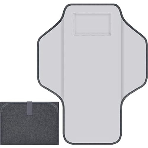 Baby Portable Diaper Changing Pad, Foldable Travel Diapering Changing Mat with Built-in Pillow, Waterproof Compact Changing Pad for Newborn Baby Changing Station, Infant Gift(Grey)