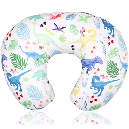 Dinosaur Nursing Pillow Cover, Breastfeeding Pillow Slipcover for Baby Boys & Girls, Nursing Pillow Case for Newborn, Soft Fabric Fits Snug On Infant, Washable & Breathable, Watercolor Dinosaur - White Dinosaur