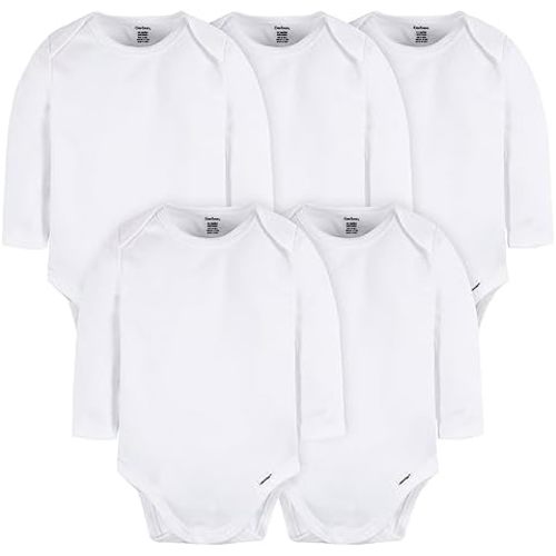 Gerber Baby Long Sleeve Solid Onesies Multi-Pack Interlock 180 Gsm