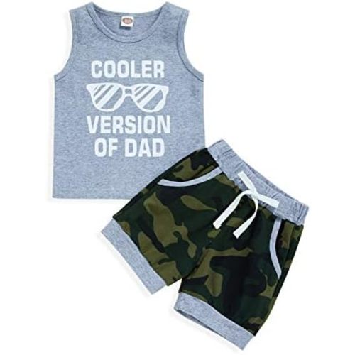 Sinhoon Baby Boy Shorts Clothes Toddler Cooler Version of Dad Print Vest Tops Camouflage Pants Summer Outfit 2Pcs Set