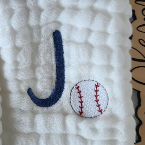 S Baseball Monogrammed Burp Cloth