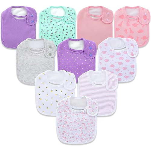 Baby Bibs Waterproof Cotton Soft Absorbent With Adjustable Snap for Baby Boys and Girls