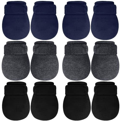 Newcotte Adjustable Baby Mittens No Scratch Newborn Cotton Breathable Gloves Warm Baby Mitts for Boys