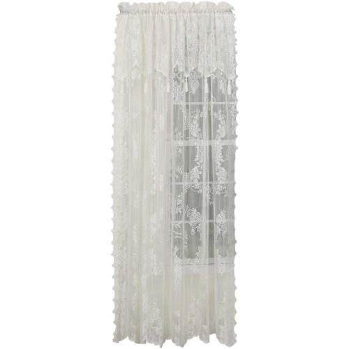 Renaissance Home Fashion Stylemaster Home Products Carly Lace Panel with Attached Valance, 56 by 84-Inch Plus 17-Inch, Ecru