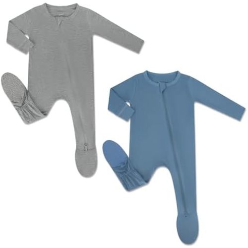HAPIU Rayon from Bamboo Baby Footed Pajamas, 2 Way Zipper YKK, Footie for Baby Boy Girls, Newborn-24 Months