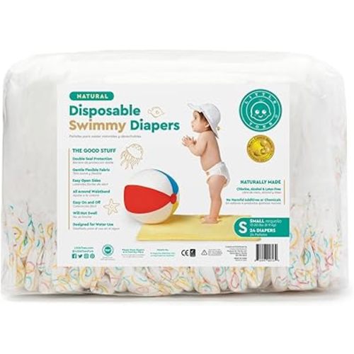 Little Toes Natural Disposable Swimmy Baby Diapers, Size 1-2 Small (Pack of 24)