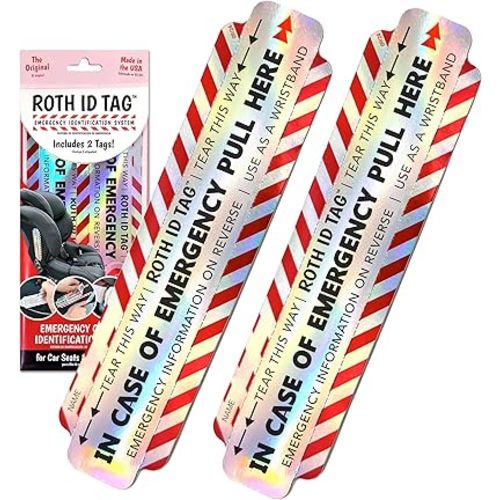 Original ROTH ID TAG™ Kit | Emergency Contact Identification System for Car Seats, Red, White, Black