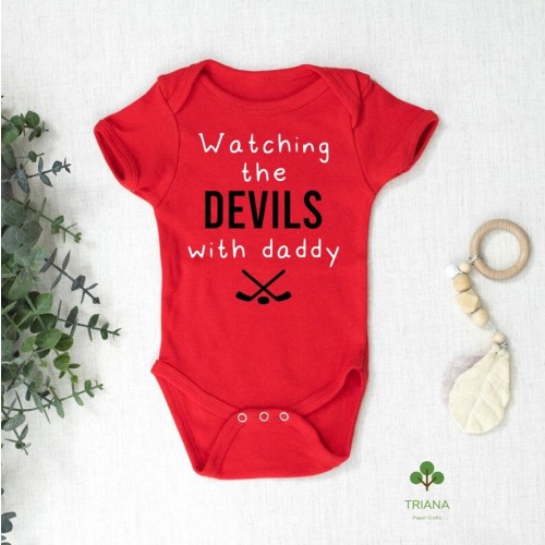 Watching the Game With Daddy Red Unisex Hockey Baby Game Day Onesie®, Sports Fan Gender Reveal Gift Idea - Etsy