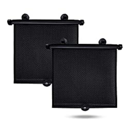 EcoNour Car Side Window Sun Shade (2 Pack) | Retractable Car Roller Sunshade for Kids | Baby Car Window Shades for UV and Sun Glare Protection | Baby Car Travel Accessories (15"x17") - Standard(2 Pack)