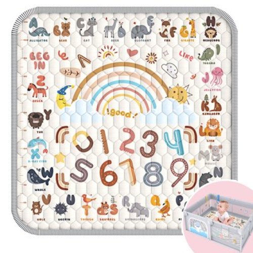 Wonderstone Baby Play Mat for the Floor, 50" x 50" Tummy Time Mat, Playpen Mat for Babies, Toddlers, Infants 0-6 Months