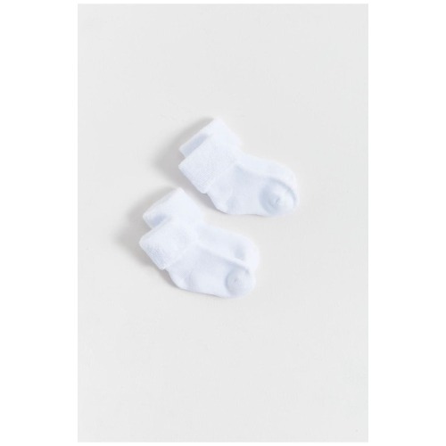 Premium Cotton Towel Sock 2-Pack for Infant in White Size 0-3M, 0-3M