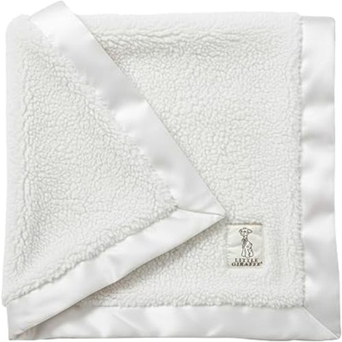 Little Giraffe Chenille Baby Blanket – 29x35” Soft Chenille with Satin Trim, White - Ultra-Soft, Gentle & Safe, Lightweight & Breathable - Ideal for Newborns & Toddlers