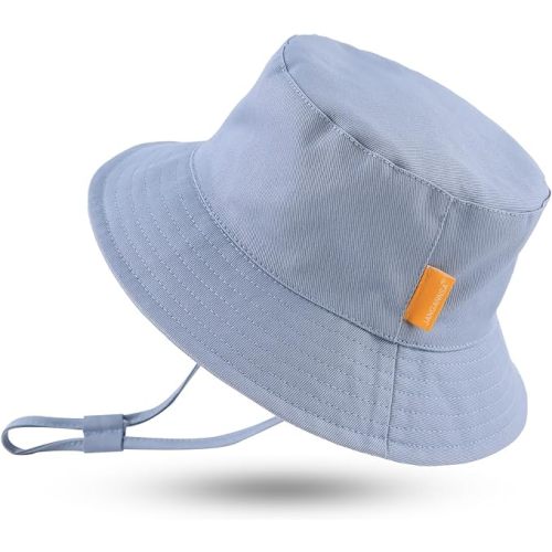 Cotton Baby Sun Hat Infant Toddler Boys Girls Bucket Hats Summer Sun Protection Kids Beach Caps - 0-3 Months - Haze Blue