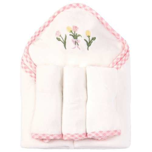 Starting Out Baby Girls Flower Hooded Towel & Washcloth Set
