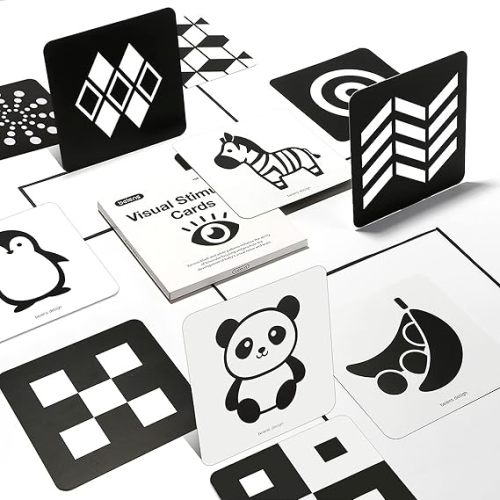 beiens High Contrast Baby Flashcards, Newborn Brain Development Toys, Visual Stimulation Learning Activity Cards, Black and White Baby Toy, 20 PCs 40 Pages 5.5'' x 5.5'' Educational Easter Infant Gift