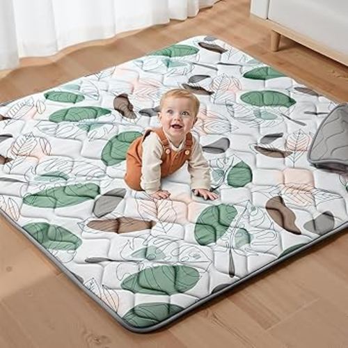 UBRAVOO Baby Play Mats for Floor, Crawling Playpen Mat, Thicken Soft Cushioning Padding Foam Playmate for Baby and Toddlers Infants, Non-Slip & Machine Washable (50" X 50", Leaf)