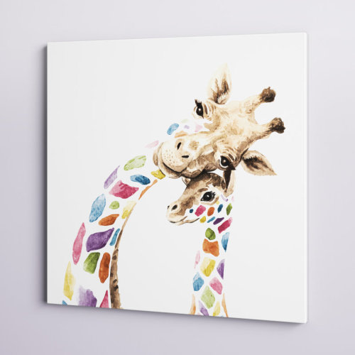 Mack & Milo™ Brandenburg Colorful Mom And Baby Giraffes Canvas Art & Reviews | Wayfair