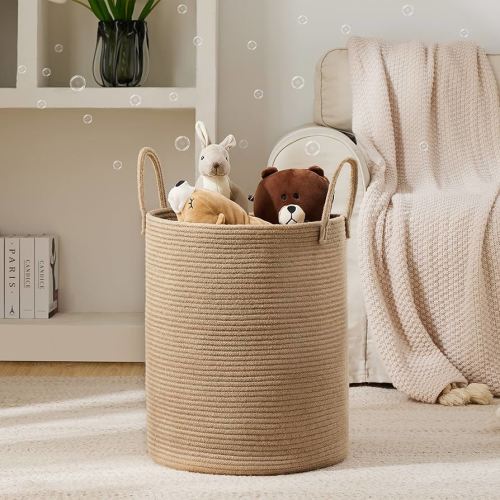 Amazon.com: Jute Rope Laundry Hamper Basket by YOUDENOVA, 58L Tall Laundry Basket, Baby Nursery Hamper for Blanket Storage for Bedroom-Large-Jute : Baby