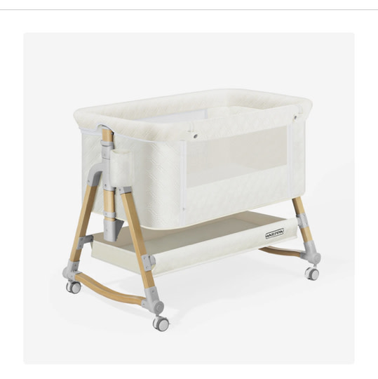 HARPPA Cuddly 3-in-1 Baby Bassinet Bedside Sleeper for Reflux | Attaches to Bed, Adjustable 5 Heights, Non-Toxic & CPSC Certified | Sturdy Aluminum Frame, Portable Wheels, Tool-Free Setup, Gentle Rocking | Perfect for Newborns, Infants, Small Spaces & Saf