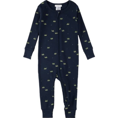 Grasshopper Print Cotton Rib Fitted One-Piece Pajamas, 9M