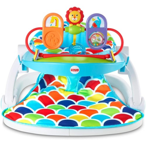 Fisher-Price Deluxe Sit-Me-Up Floor Seat With Toy Tray HAPPY HEALS COLORS