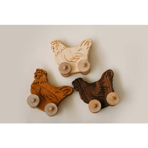 wooden chicken push toy