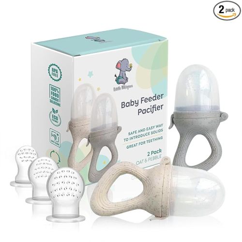 LittleWhispers Baby Fruit & Food Feeder Pacifier - Pacifier Feeders for Fresh Fruit or Frozen Breastmilk - Infant Teething Relief - Set of 2