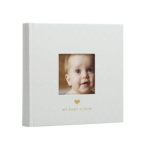 Pearhead Baby Photo Album, Baby Shower Gift, Gray with White Polka Dots - Gray/White Polka Dots