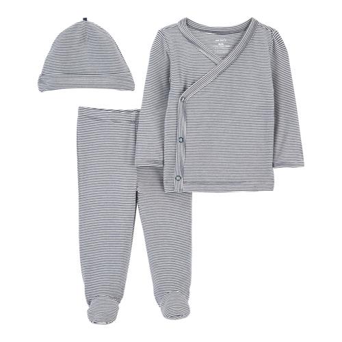 Baby 3-Piece PurelySoft Side-Snap Set - NB - Navy