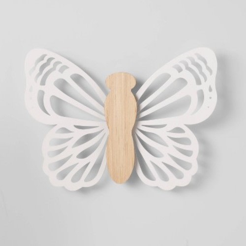 Butterfly Wood Lit Kids' Wall Decor Cream - Pillowfort™