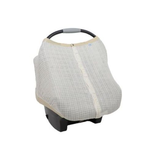 Little Unicorn Cotton Muslin Car Seat Canopy 2 - Tan Gingham