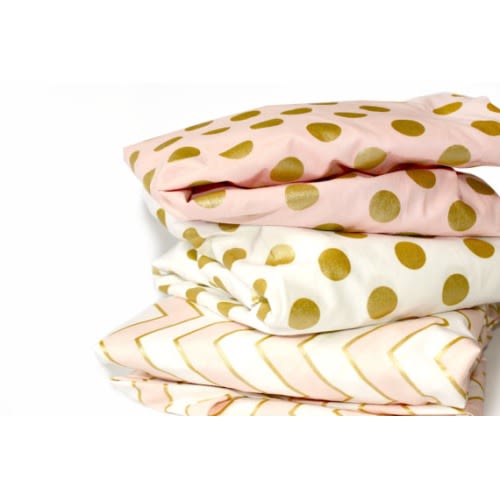 PINK GOLD POLKA dot crib sheet  metallic polka dot bedding