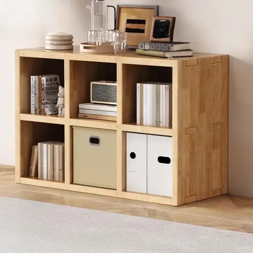 Modern Horizontal Solid Wood 8-Cube Natural Finish Bookcase