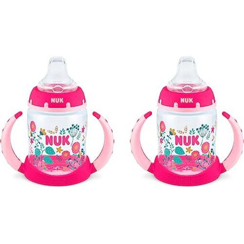 NUK Learner Cup, 5oz, 2-Pack, Flowers - 2 Count (Pack of 1) - Pink
