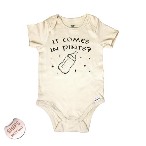 It Comes In Pints Onesie®, adventure announcement, Halfling Baby Bodysuit, Funny announcement, Baby Shower Gift, 2001121