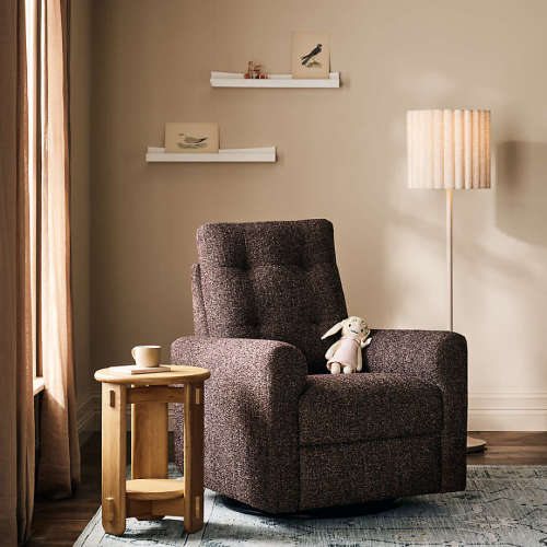 Rory Chocolate Brown Swivel Glider Power Recliner Nursery Chair