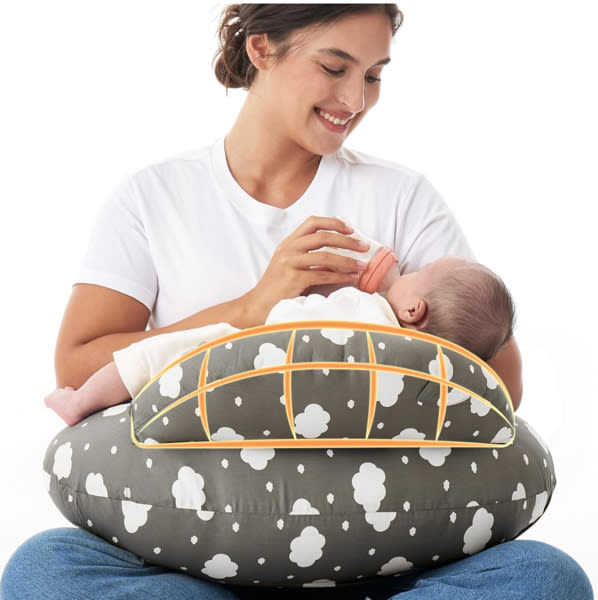 Momcozy Original Nursing Pillow for Breastfeeding-Innovative Safety Guard - Wider Feeding Pillows for More Support for Mom & Baby- Easier Nursing & Hand Free- Fit for All, Removable Cotton Cover