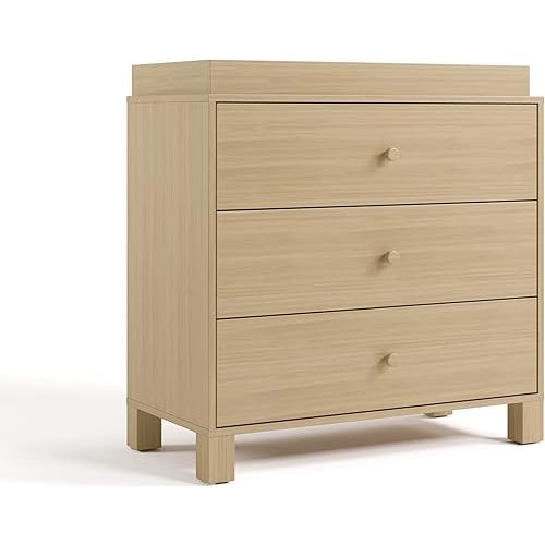 Storkcraft California 3-Drawer Chest with Removable Changing Topper (Driftwood) – GREENGUARD Gold Certified, Interlocking Drawer System, Pre-Installed Tracks, Easy Assembly