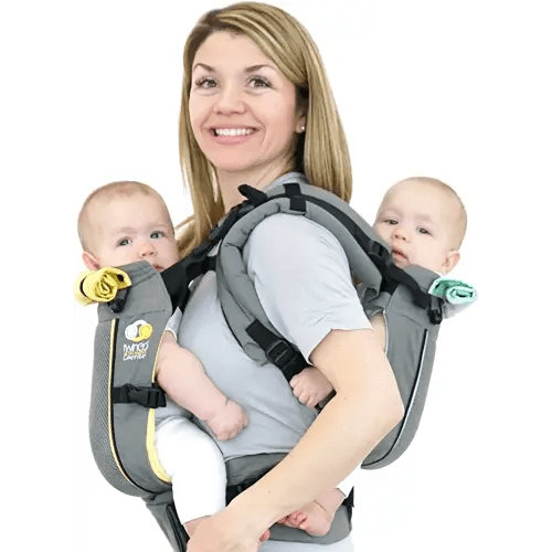 TwinGo Carrier - Air Model - Cool Grey - Great for All Seasons - Breathable Mesh - Fully Adjustable Tandem or 2 Single Baby Carrier for Men, Woman, Twins and Babies 10-45 lbs