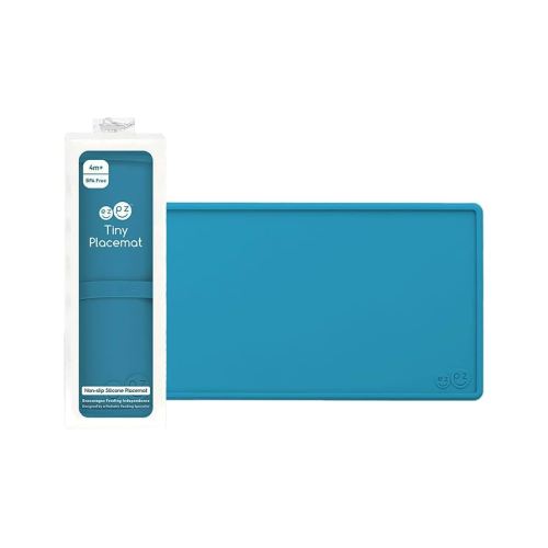 ezpz Tiny Placemat - 6 Months+ (Blue) - Non-Slip, 100% Silicone Placemat for Toddlers and Babies - Fits on Most Highchair Trays - Rolls-Up - Dishwasher Safe