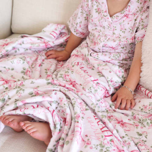 Bows in Bloom Personalized Kids Blanket- Lucy Mai