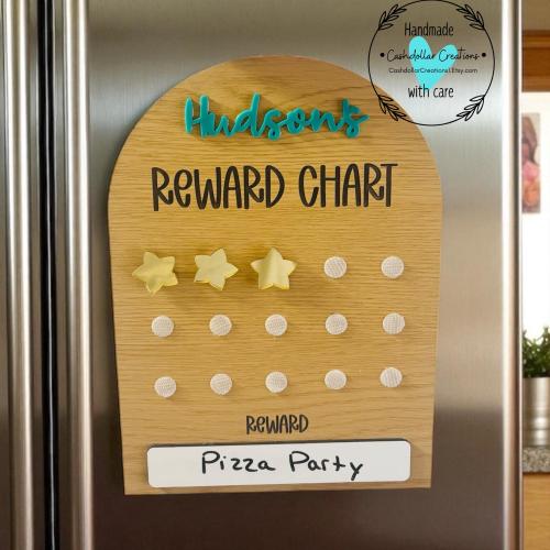 Personalized Kids Reward Chart with Gold Stars: Magnetic Chore Tracker