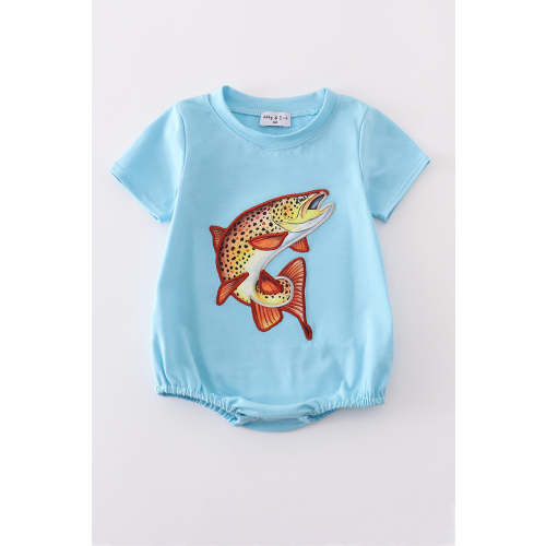 Blue fish applique bubble