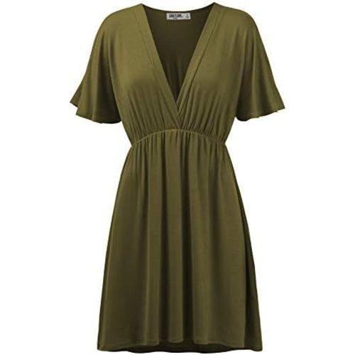 Lock and Love Womens Short Sleeve Kimono Style Deep V Neck Casual Summer Dress S-3XL Plus Size