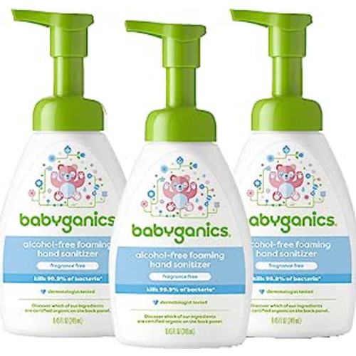 Amazon.com: Babyganics Foaming Pump Hand Sanitizer, Alcohol Free, Fragrance Free, Kills 99.9% of Common Bacteria, Moisturizing, 8.45 Fl Oz (Pack of 3) : Health & Household