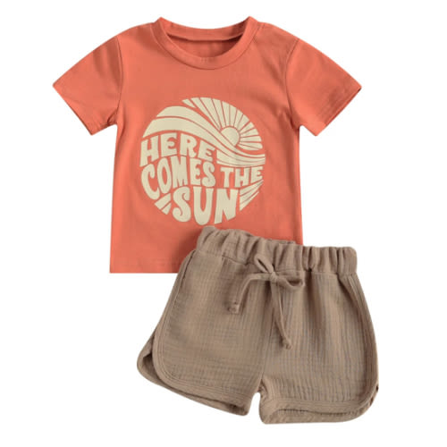 HERE COMES THE SUN Coral Summer Outfit - Hazel & Bo