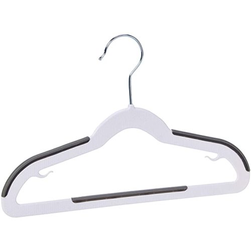 Amazon Basics Plastic Kids Clothes Hangers With Non-Slip Pad, 30-Pack, White and Black, 12.8" W x 8" H x 0.3" D